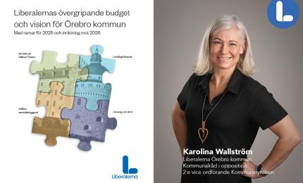 Kommunalråd Karolina Wallström (L) presenterar Liberalernas budget för år 2025